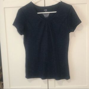 Danskin now basic size medium open neck navy short sleeve top 0135